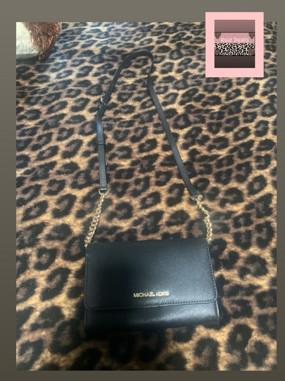 Michael Kors Black Leather Crossbody with Gold Hardware